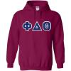 Greekgear Phi Delta Theta Lettered Hooded Sweatshirt(Magenta Pink)