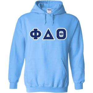 Greekgear Phi Delta Theta Lettered Hooded Sweatshirt(Light Blue)