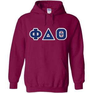 Greekgear Phi Delta Theta Lettered Hooded Sweatshirt(Magenta Pink)