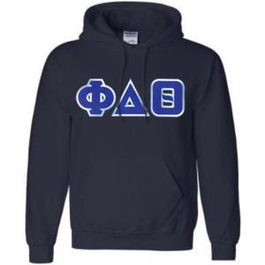 Greekgear Phi Delta Theta Lettered Hooded Sweatshirt(Navy Blue)