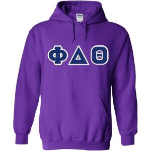 Greekgear Phi Delta Theta Lettered Hooded Sweatshirt(Purple)