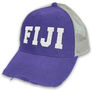 Fiji Distressed Trucker Hat Purple/Tan