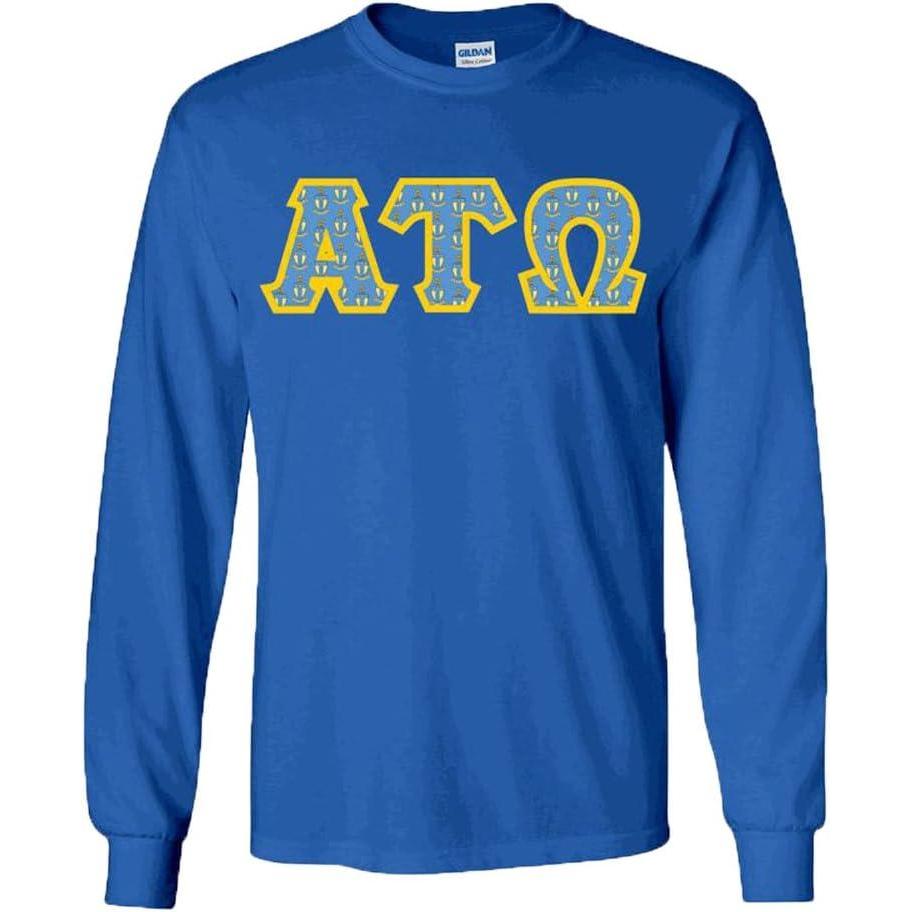 imageAlpha Tau Omega ATO Fraternity Crest Twill Letter Longsleeve TeeRoyal Blue
