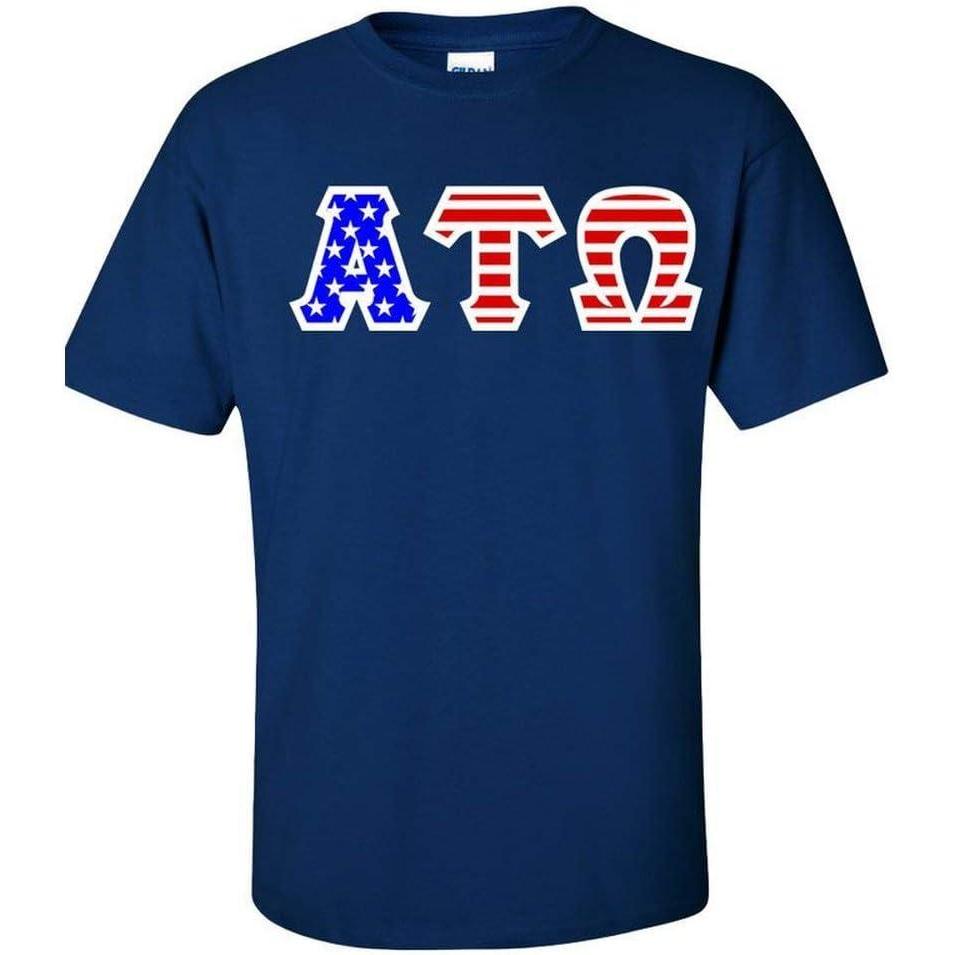 imageAlpha Tau Omega ATO Greek Letter American Flag TeeRoyal Blue