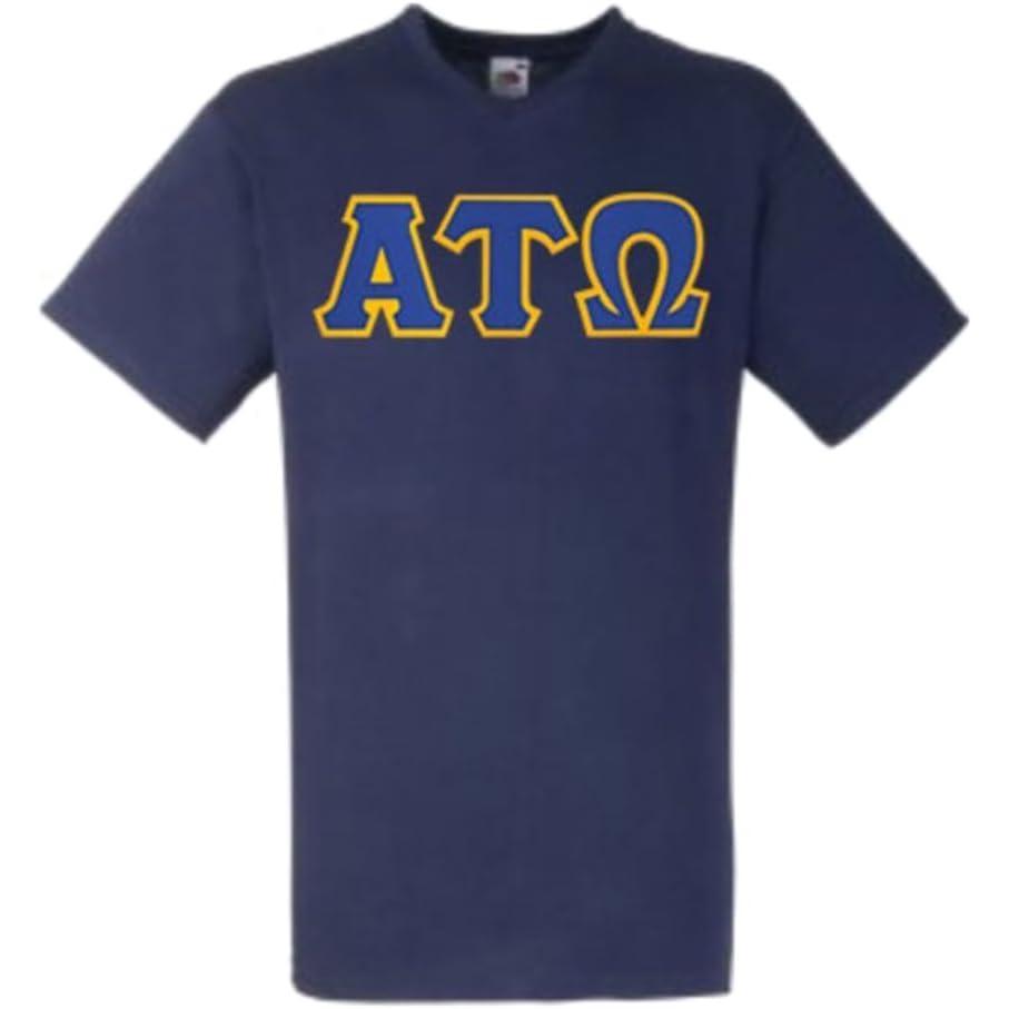 imageAlpha Tau Omega ATO Lettered VNeck TShirtNavy Blue