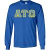 Alpha Tau Omega ATO Fraternity Crest Twill Letter Longsleeve Tee(Royal Blue)