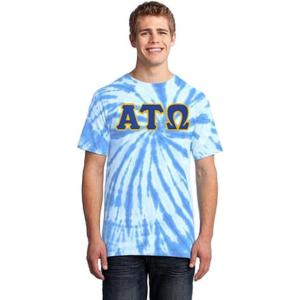 Alpha Tau Omega Essential Tie-Dye Lettered Tee(Light Blue)