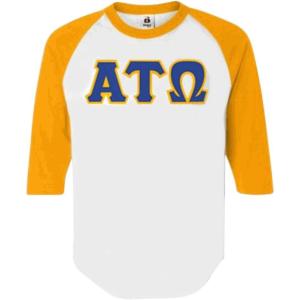 Alpha Tau Omega Lettered Raglan T-Shirt(White W/Gold)