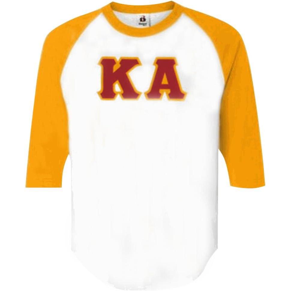 imageKappa Alpha Lettered Raglan TShirtWhite WGold