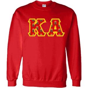 Kappa Alpha Fraternity Crest Twill Letter Crewneck Sweatshirt(Red)