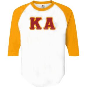Kappa Alpha Lettered Raglan T-Shirt(White W/Gold)