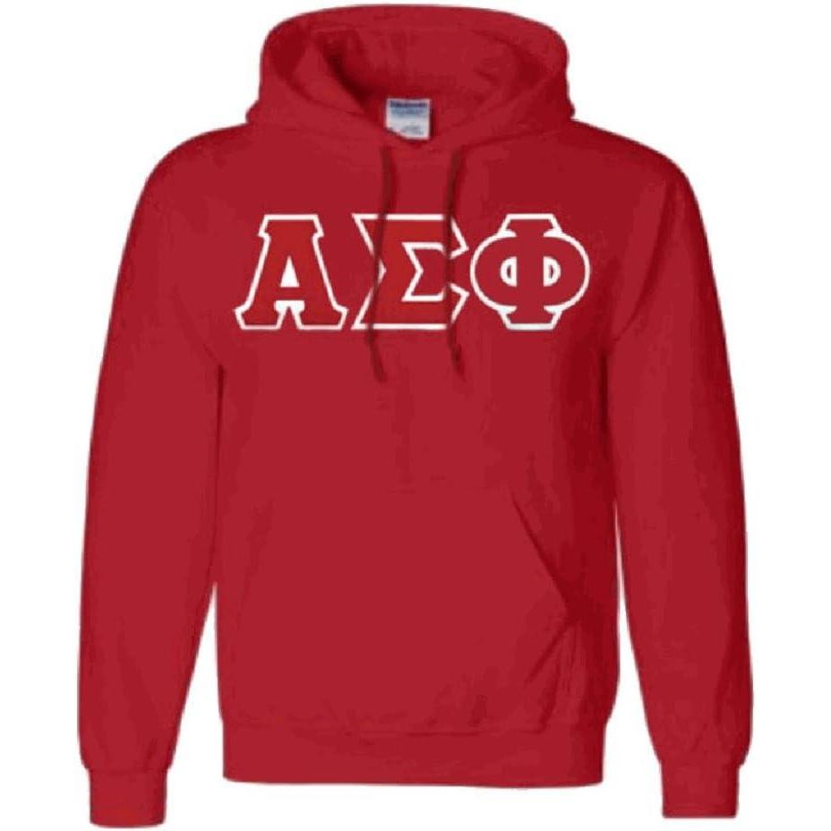 imageGreekgear Alpha Sigma Phi Lettered Hooded SweatshirtRed