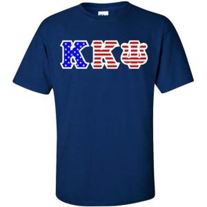 Kappa Kappa Psi Greek Letter American Flag Tee(Navy Blue)