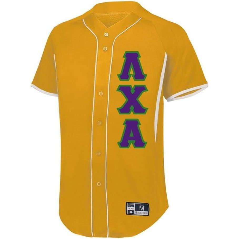 imageLambda Chi Alpha Lettered Baseball JerseyVegas GoldWhite