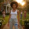 Greekgear Women’s Zeta Phi Beta Lettered Thigh Sweatpants(Sports Grey)