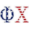 Phi Chi American Flag Greek Letter Sticker – 2.5″ Tall