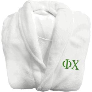 Greekgear Phi Chi Fraternity Lettered Bathrobe White(White)