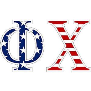Phi Chi American Flag Greek Letter Sticker – 2.5″ Tall