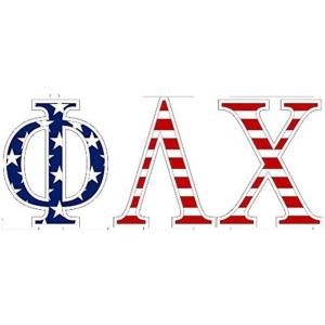 Phi Lambda Chi American Flag Greek Letter Sticker – 2.5″ Tall