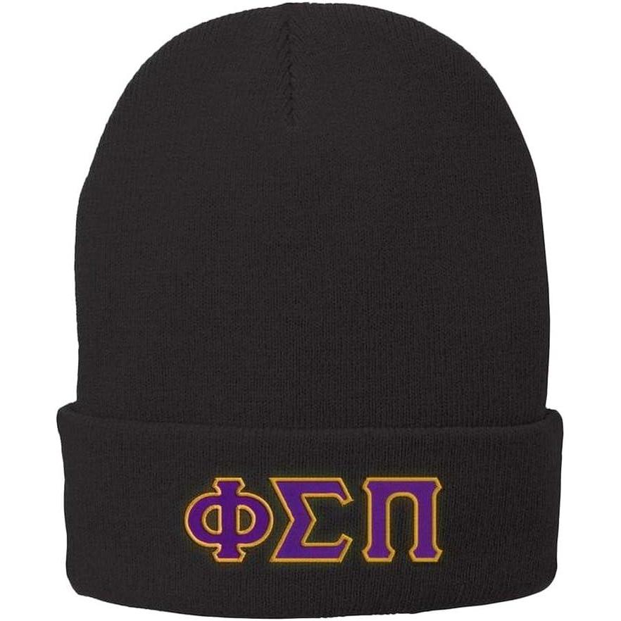imagePhi Sigma Pi Big Greek Lettered Knit CapBlack