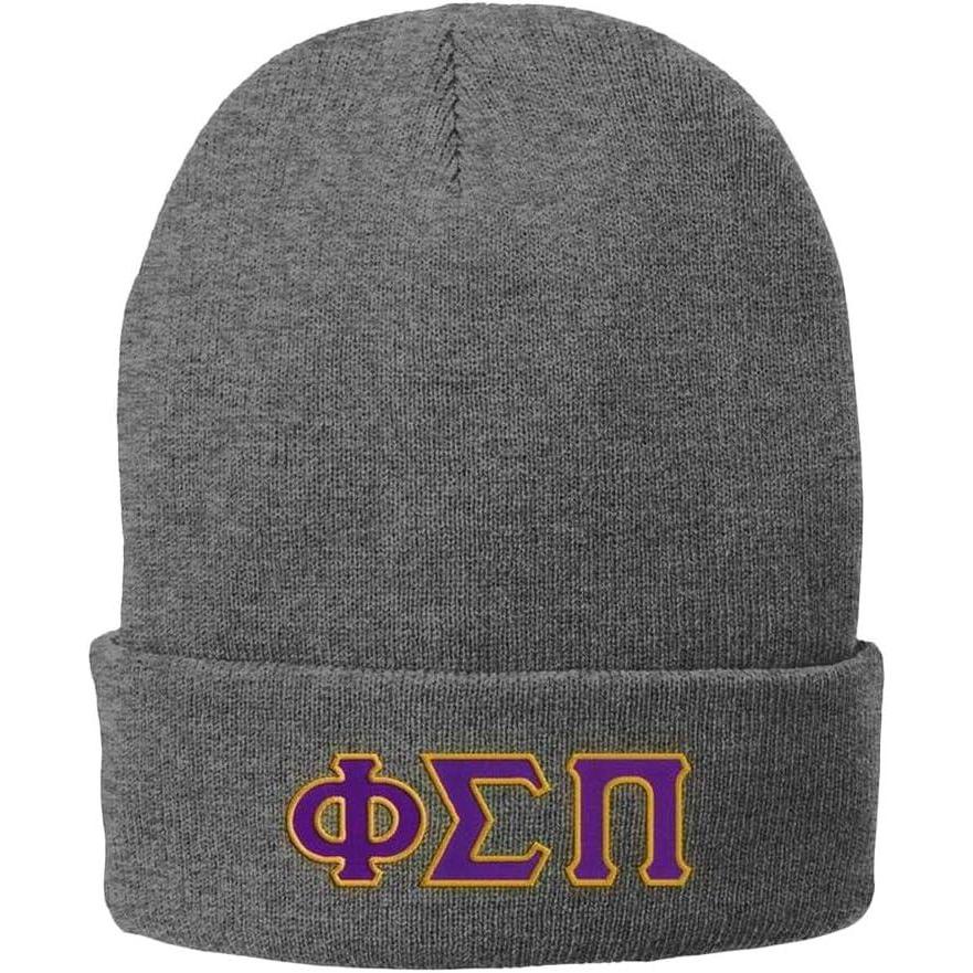 imagePhi Sigma Pi Big Letter Knit CapHeather Grey