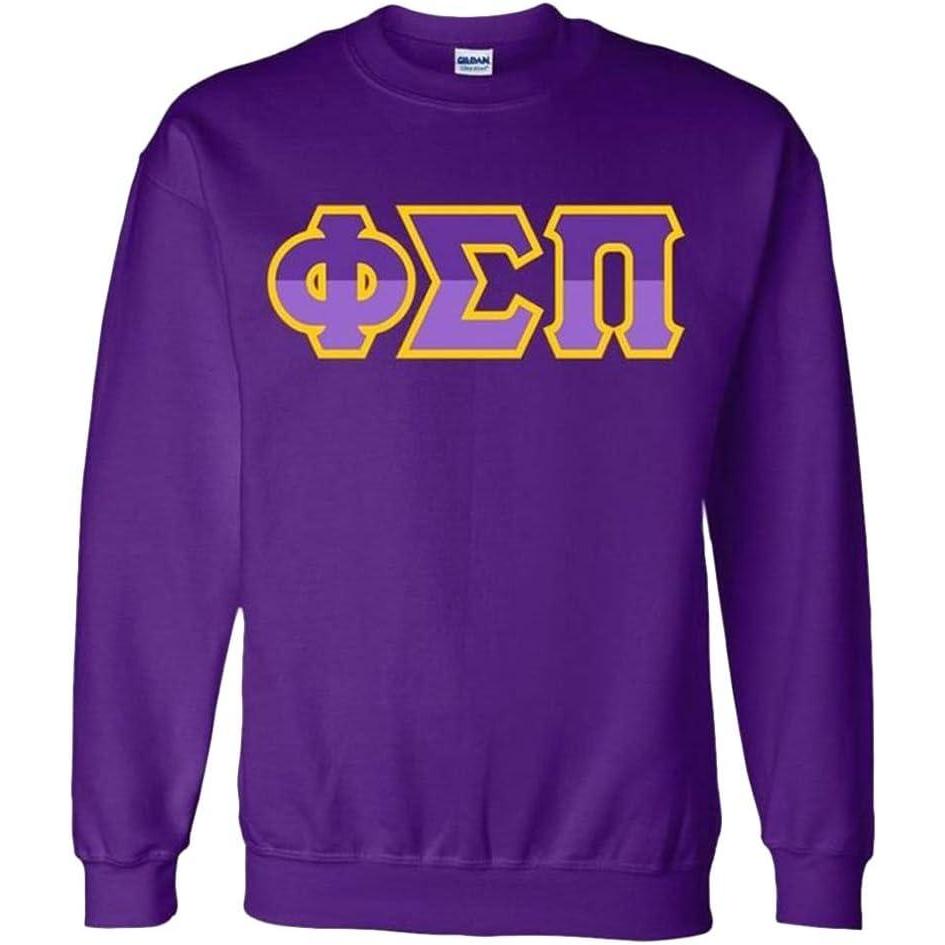 imagePhi Sigma Pi Two Tone Greek Lettered Crewneck SweatshirtPurple