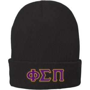 Phi Sigma Pi Big Greek Lettered Knit Cap(Black)