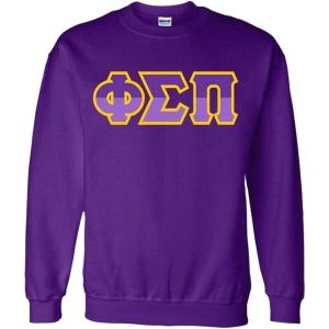 Phi Sigma Pi Two Tone Greek Lettered Crewneck Sweatshirt(Purple)