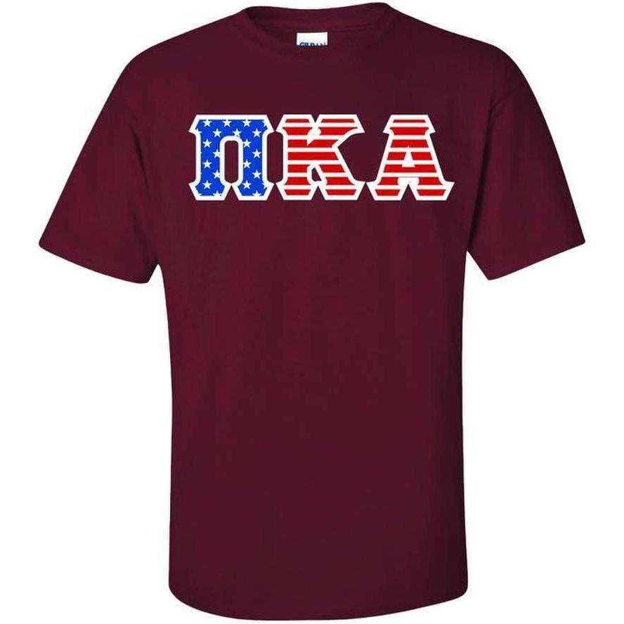 imagePI Kappa Alpha Pike Greek Letter American Flag TeeRed
