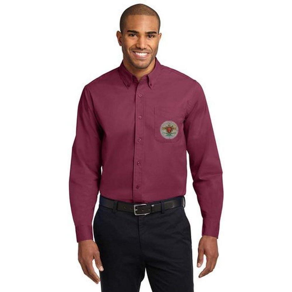 imagePi Kappa Alpha Pike Long Sleeve OxfordBurgundyLight Stone