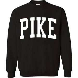 Greekgear Men’s Pi Kappa Alpha Pike BIG TEXT Crewneck Sweatshirt Black(Black)