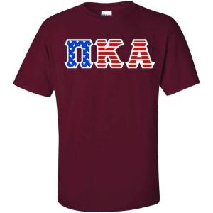 PI Kappa Alpha Pike Greek Letter American Flag Tee(Red)