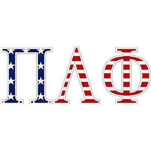 Pi Lambda Phi American Flag Greek Letter Sticker – 2.5″ Tall