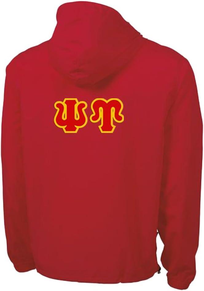 imageGreekgear Psi Upsilon Tackle Twill Lettered Pack N Go PulloverRed