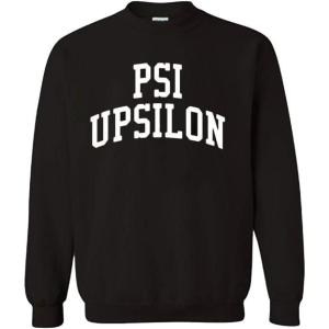 Greekgear Men’s Psi Upsilon Arched Crewneck Sweatshirt Black(Black)