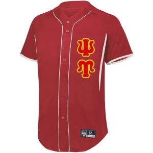 Greekgear Psi Upsilon Lettered Baseball Jersey(Scarlet/White)
