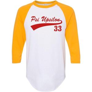 Greekgear Psi Upsilon Tail Year Raglan(White W/Gold)