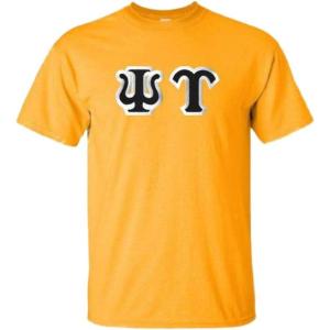 Psi Upsilon Custom Twill Short Sleeve T-Shirt(Gold W/Navy Letter Color)