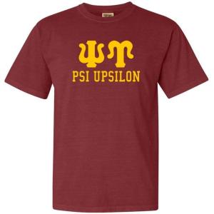 Psi Upsilon Greek Heavyweight T-Shirt(Berry)