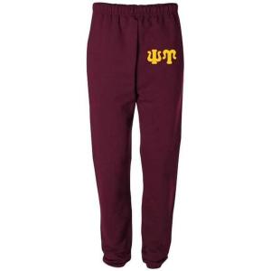 Psi Upsilon Greek Lettered Thigh Sweatpants(Maroon)