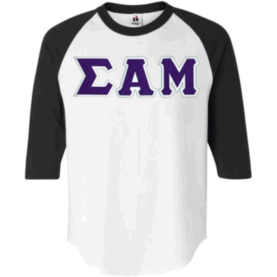 imageSigma Alpha Mu Lettered Raglan TShirtWhite W Red