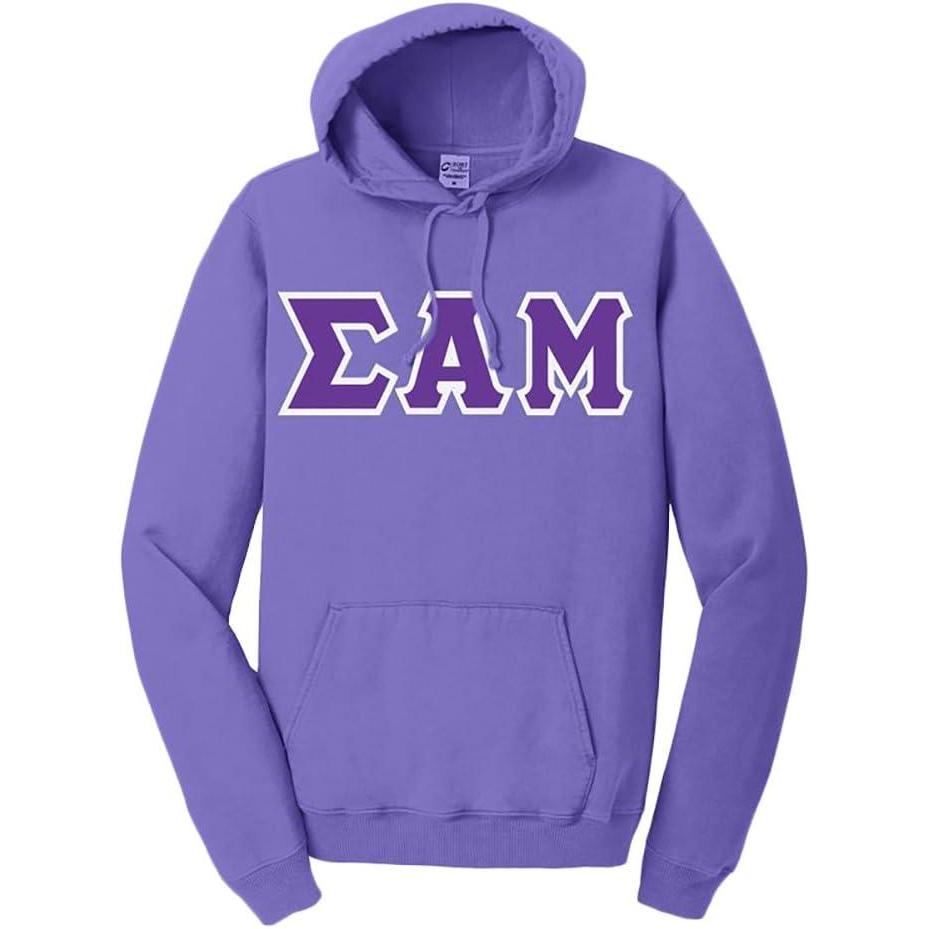 imageSigma Alpha Mu PigmentDyed Lettered Hooded SweatshirtAmethyst