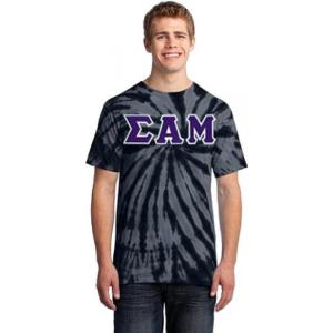Sigma Alpha Mu Essential Tie-Dye Lettered Tee(Black)
