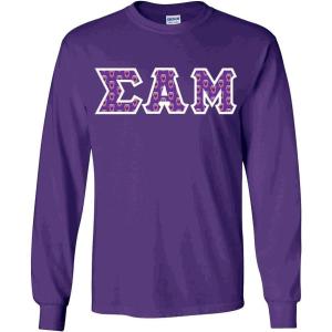 Sigma Alpha Mu Fraternity Crest Twill Letter Longsleeve Tee(Purple)