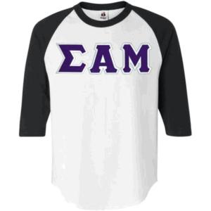 Sigma Alpha Mu Lettered Raglan T-Shirt(White W /Red)