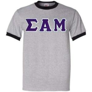 Sigma Alpha Mu Lettered Ringer Shirt(Athletic Heather/Black)
