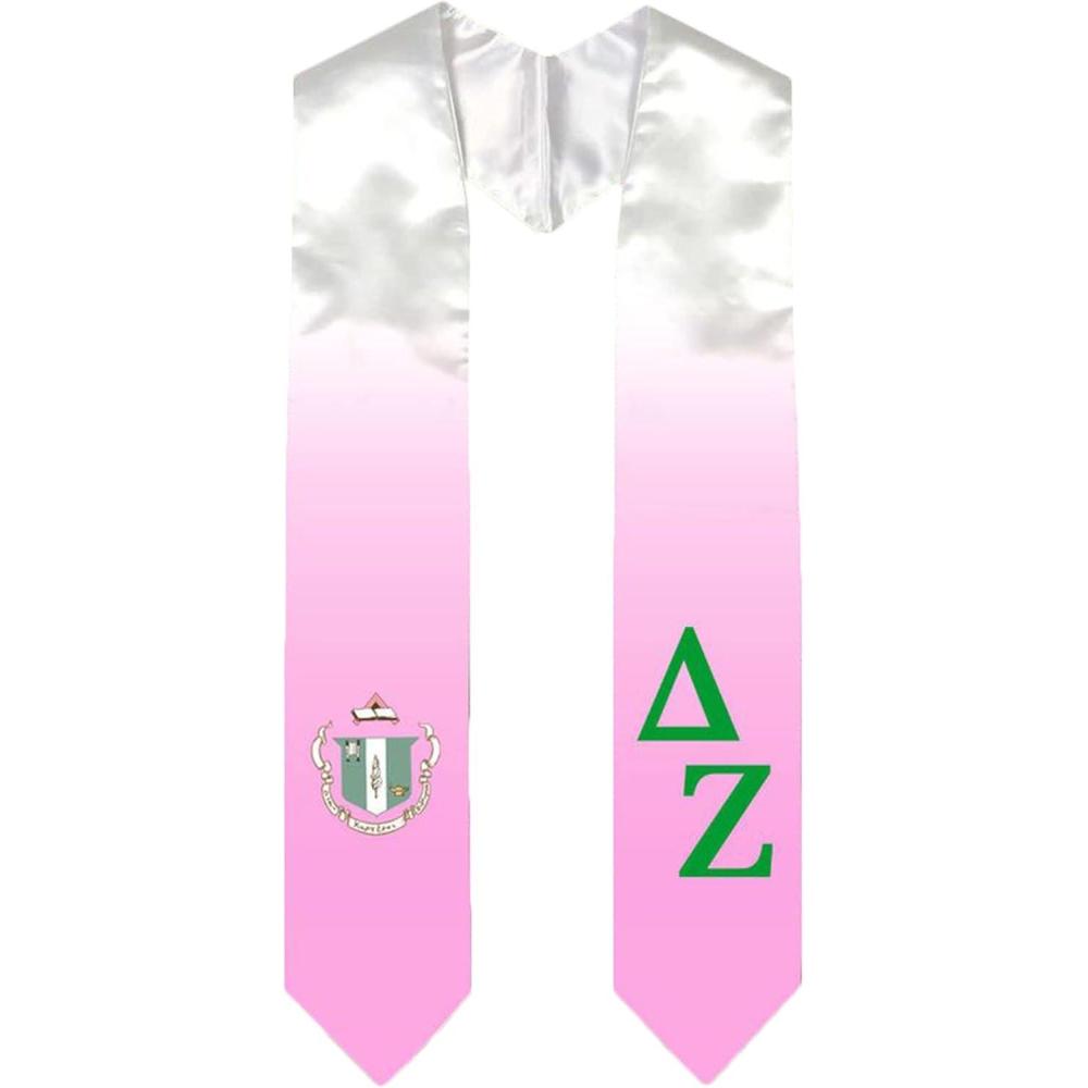 imageGreekgear Delta Zeta Extra Fancy Diagonal Greek Graduation Stole W Crest