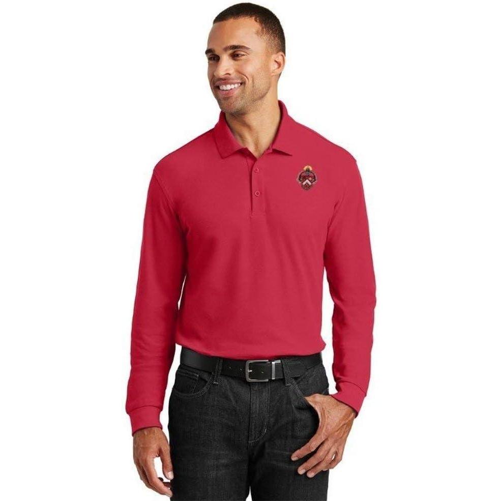 imageGreekgear Triangle Fraternity Patch Long Sleeve PoloRed