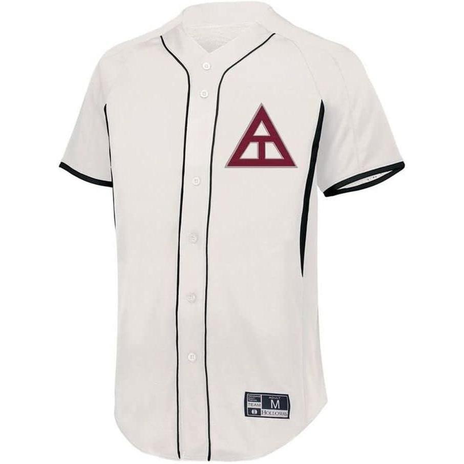 imageGreekgear Triangle Lettered Baseball JerseyWhiteBlack