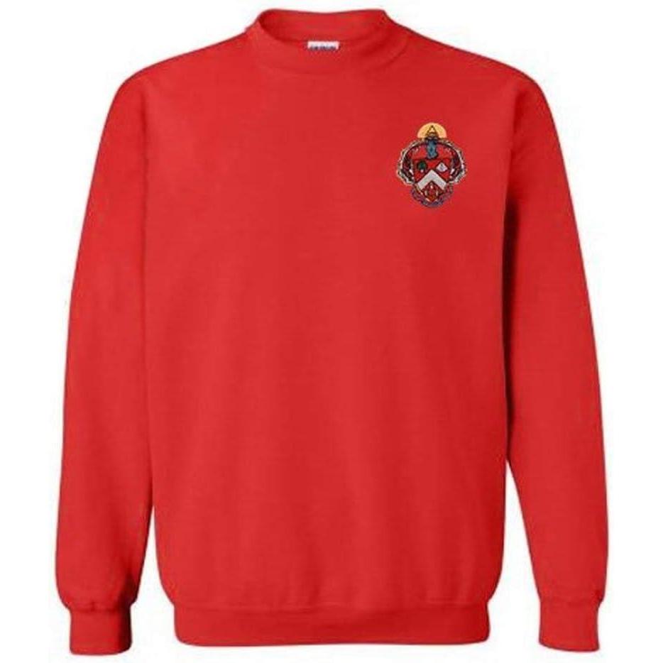 imageGreekgear Triangle World Famous Crest  Shield PATCH Crewneck SweatshirtRed